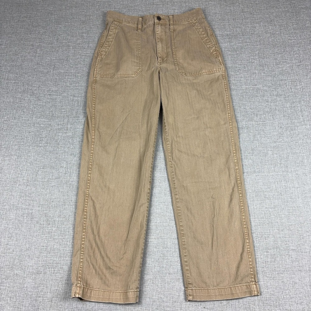 Madewell Pants Womens 27 Beige Herringbone Twill Khakis Pockets Stretch Workwear